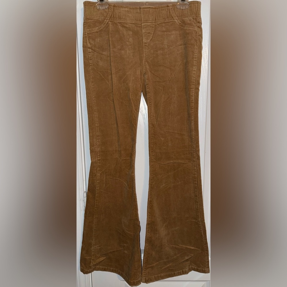 By Together Beige Corduroy Elastic Waist Flared Pants Size M
